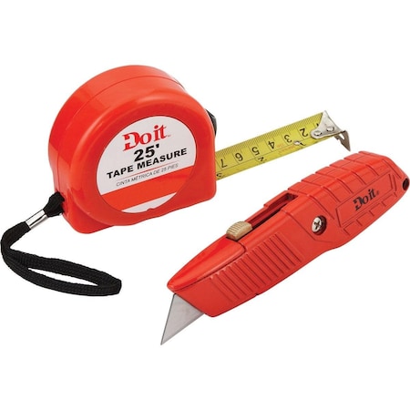 All-Source 25 Ft. Tape Measure and Utility Knife Tool Set 2-Piece 302036